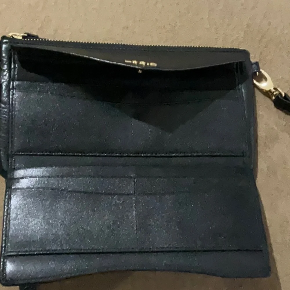 Lodis Black Crossbody / Wristlet with Gold Accents